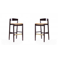 Manhattan Comfort 2-BS014-CL Klismos 40.75 in. Camel and Dark Walnut Beech Wood Barstool (Set of 2)